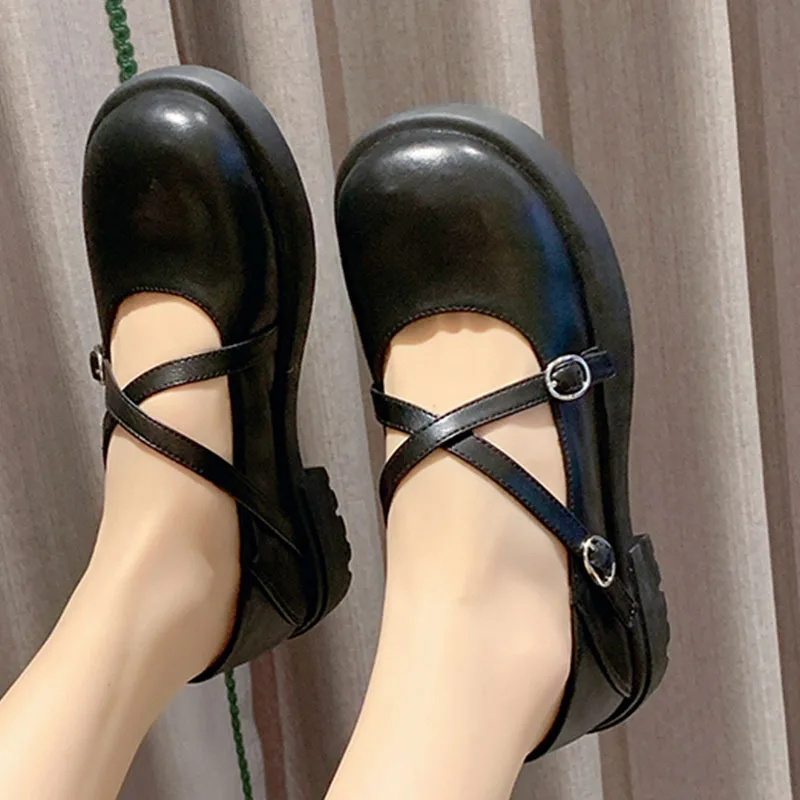 

Flats Shoes Women Lolita Shoes Chunky Sandals 2022 Spring Summer Thick Mujer Zapatos Slippers Slides Designer Dress Women Shoes