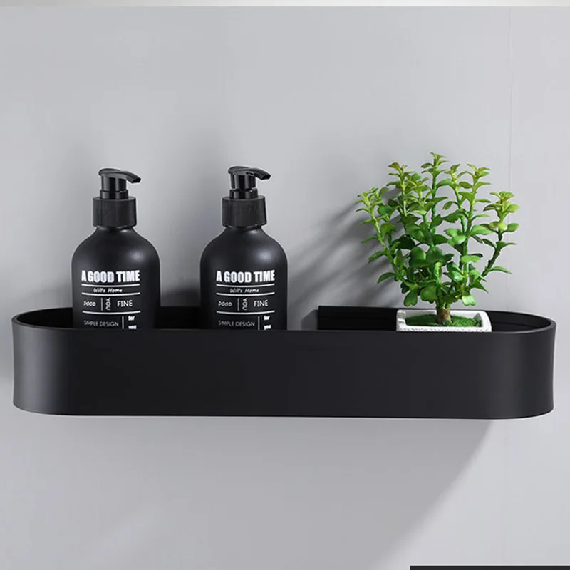 304050cm bathroom shelf wall shelves shower basket storage rack black towel bar robe hook kitchen bathroom accessories storage free global shipping