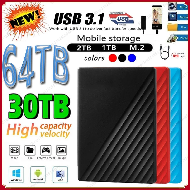 

NEW Original High-speed 128TB SSD Portable External Solid State 8TB Hard Drive USB3.1 Interface Mobile Hard Drive For Laptop/mac