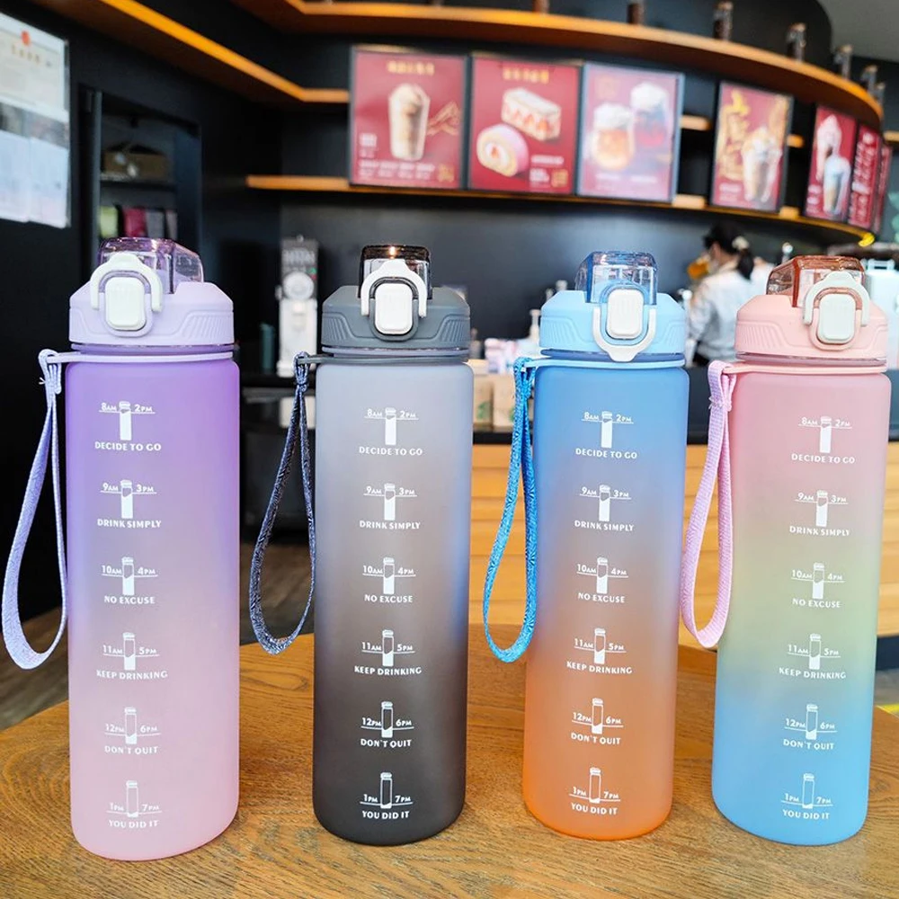 

Спортивная Матовая бутылка для воды с соломинкой, 1000 мл