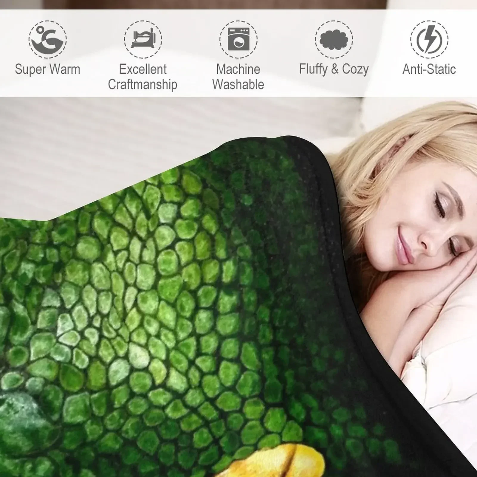 Одеяло Green Tree Python (Morelia viridis) Thermals для путешествий мягкие клетчатые одеяла