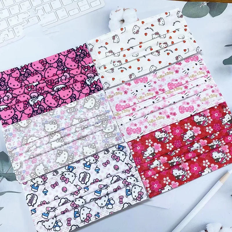 

Adult Sanrio Disposable Face Mask Anime Kawaii Hello Kitty Cartoon 3ply Breathable Dust-proof Protective Gilrs Masque Mascarilla