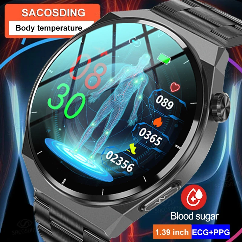 

2023 New Non-Invasive Blood Glucose Smart Watch Men Full Touch Screen Sport Fitness Watch Bluetooth For Android ios smartwatch