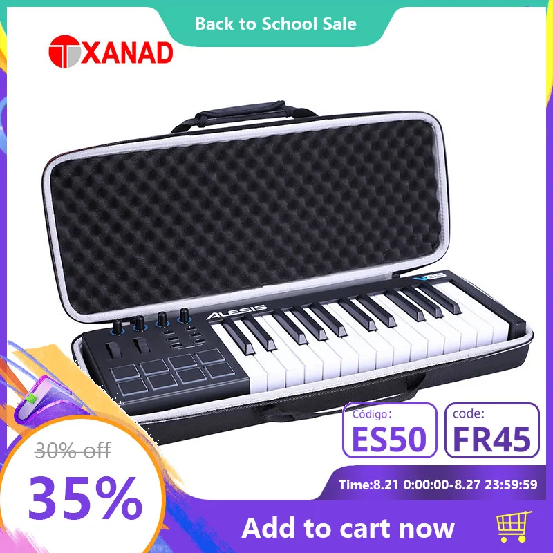 XANAD Hard Case for Alesis V25 | 25 Key USB MIDI Keyboard Controller Travel Protective Storage Bag (Only Case)