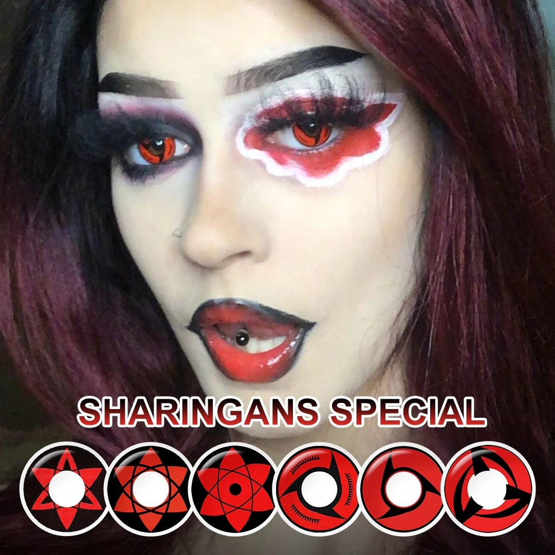 

Sharingan Cosplay Contacts Lens for Eyes 1 Pair Lenses Anime Cosplay Halloween Red Colored Contact Lenses Fashion Accessories