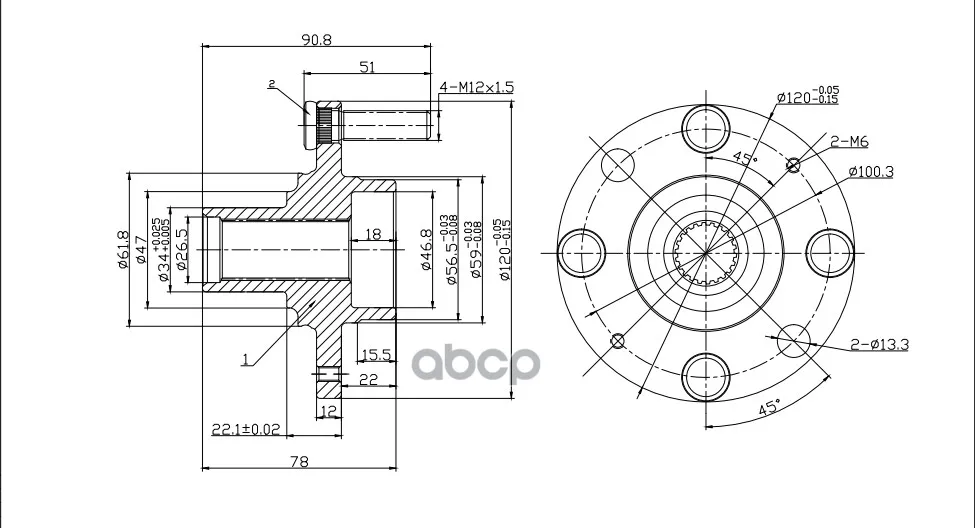 Ступица Передняя L=R (Без Подшипника) Gm Aveo/Lanos/Spark/Zaz Chance Ganz Gik05052 GANZ арт. GIK05052 - купить