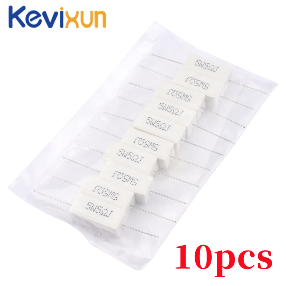 10pcs 5W 5% Cement Resistor Power Resistance 0.1 ~ 10K 0.1R 0.5R 1R 10R 100R 0.22 0.33 0.5 1 2 5 8 10 15 20 25 30 100 1K 10K ohm