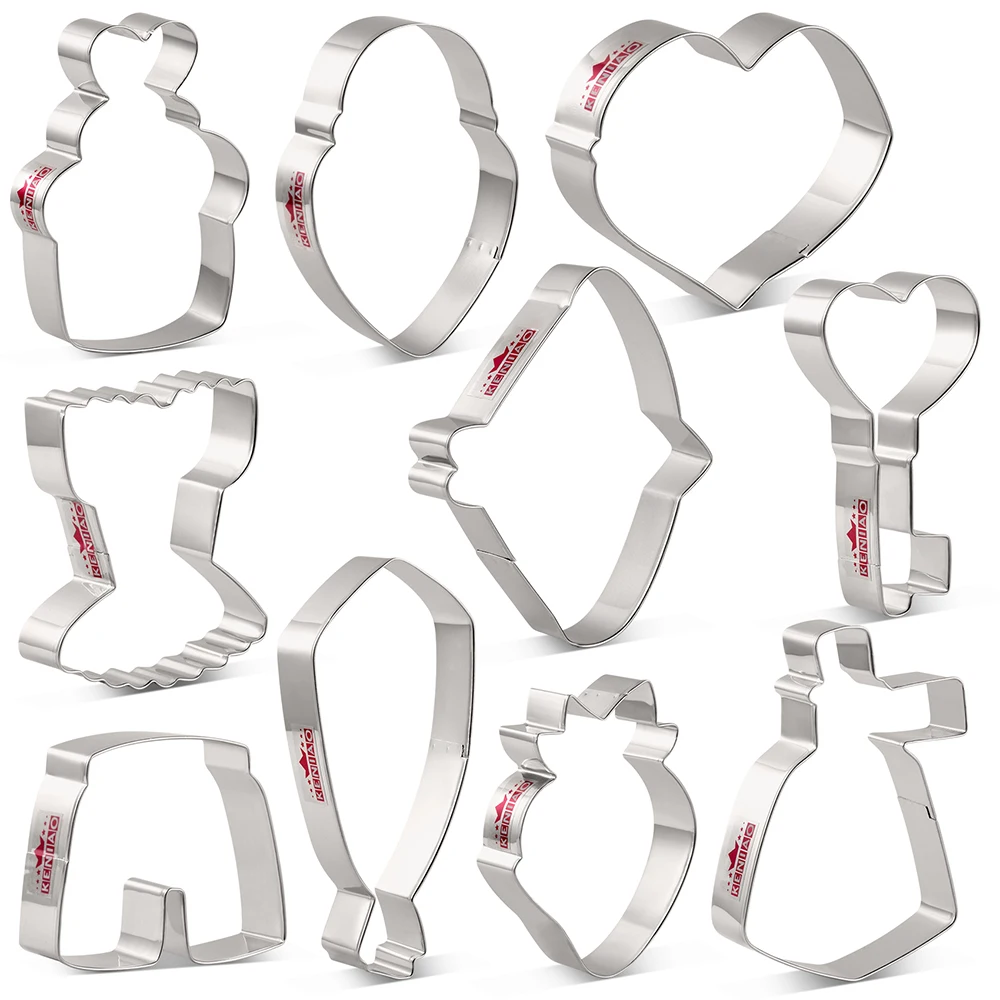 

KENIAO Valentine's Day Cookie Cutter Set - 10 PC - Holiday Biscuit Fondant Bread Molds - Stainless Steel - by Janka