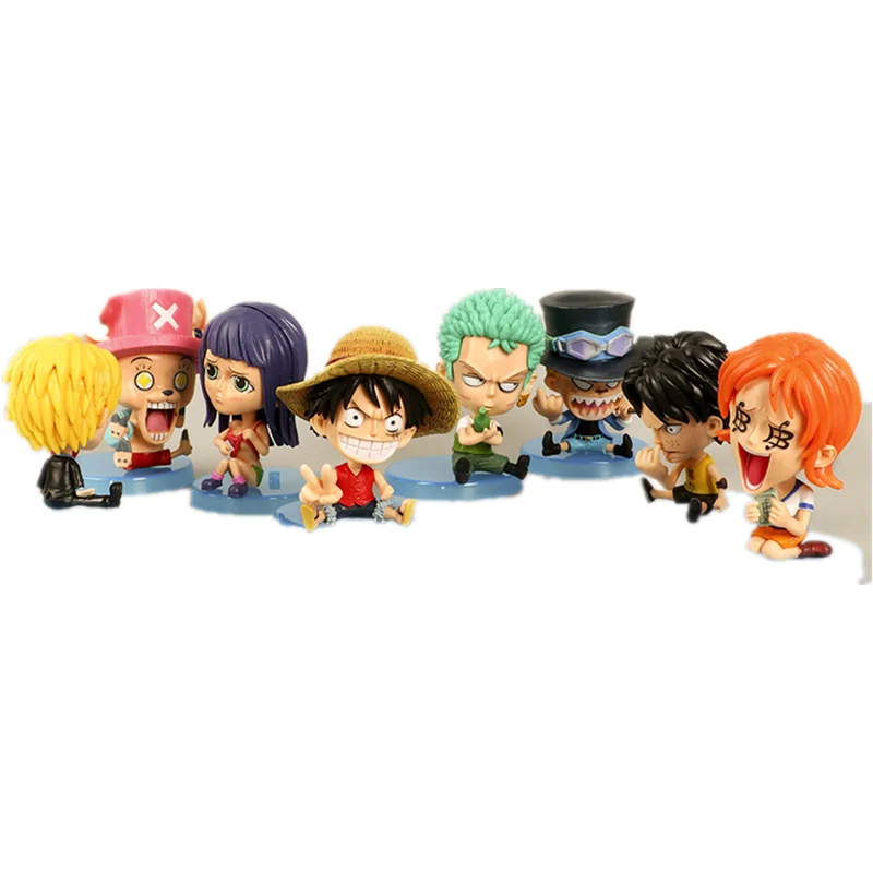 

8 шт./компл. Аниме One Piece экшн-фигурки Модель Luffy Zoro Sanji Nami Robin Sabo кукла украшения для торта настольные украшения для автомобиля игрушки