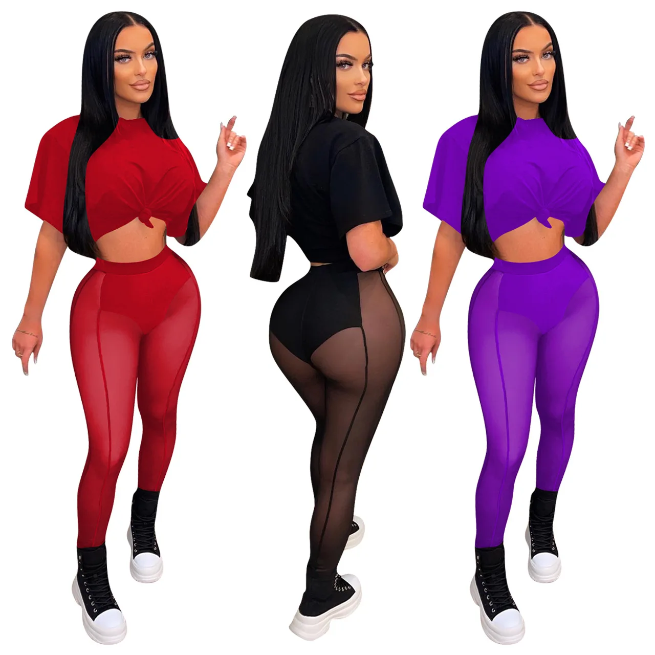 

2022 New Fashion Women Sexy Perspective Mesh Two-piece Set