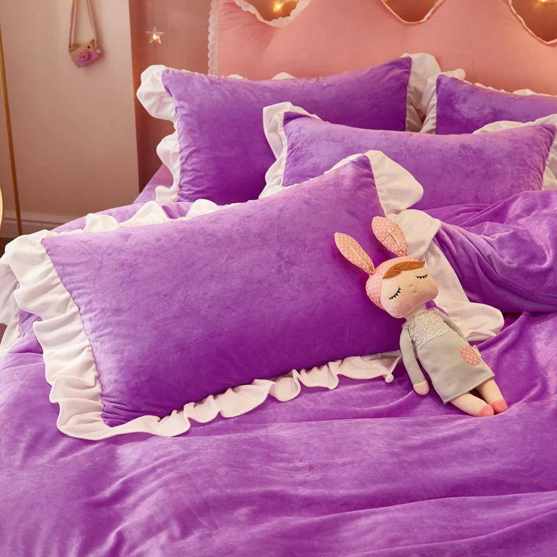 Кружевное однотонное двустороннее плюшевое молочно-бархатное пододеяльник Little