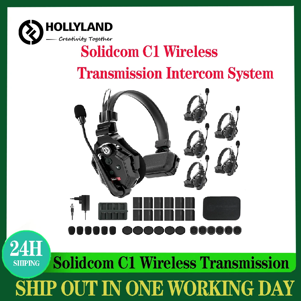 

Hollyland Solidcom C1 Wireless Intercom Communication Headset Remote Single Ear Headphone Microphone 1100ft Los Range pk BS-180