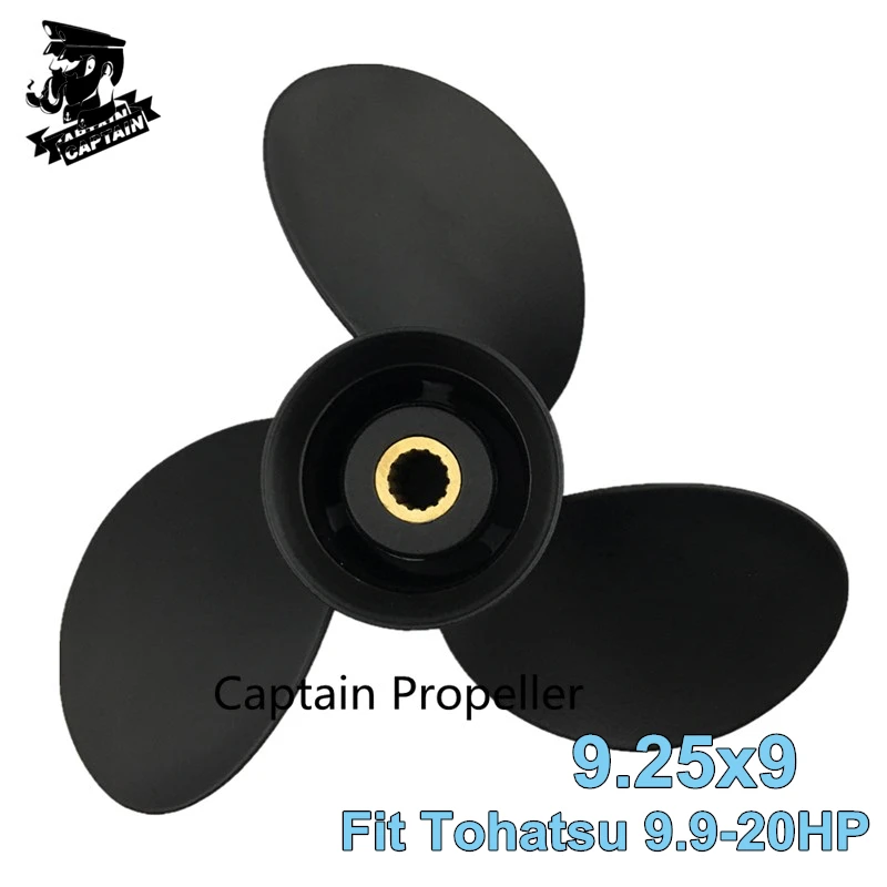 

Лодочный пропеллер Captain 9,25x9, подходит для подвесного двигателя Tohatsu 9.9 л.с. 15 л.с. 18 л.с. 20 л.с. 14 зубьев, Судовой двигатель, 3 алюминиевых лопасти