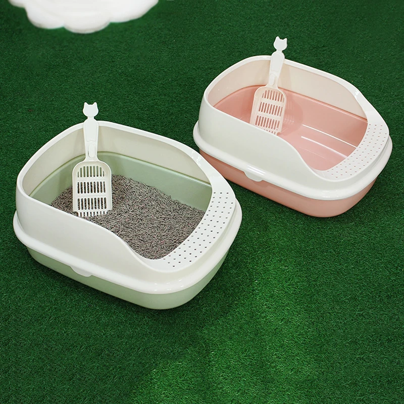 

Cat Toilet Training Kit Enclosed Litter Box Sandbox Plastic Large Cat Tray Sand Box Pet Products Toilet Bowl with Shovel