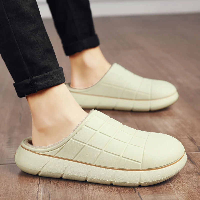 Мужские домашние плюшевые тапочки 2021 комфортные мягкие теплые женская обувь на