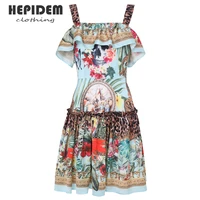 hepidem clothing runway fashion spring party dresses womens print floral vintage gallus sleeveless long dress 69916