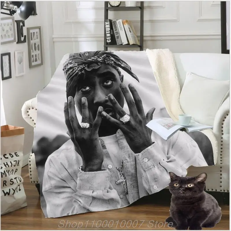 

Star Character 2pac Tupac 3D Print Blanket for Beds Hiking Picnic Two-layer Thick Quilt Bedspread Sherpa Throw Blankets
