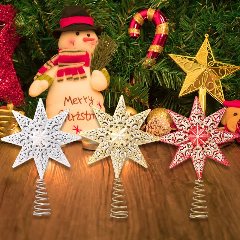 

Gold Glitter Christmas Tree Topper Star Christmas Decorations for Home Xmas Tree Top Navidad Ornaments New Year Decor Natal Noel