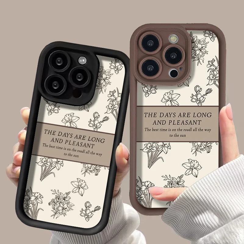 Liquid Silicon Phone Case For iPhone 13 Pro Max Funda 11 16 14 15 12 XS X XR 7 8 Plus SE 13promax Flower Carcasa Cover