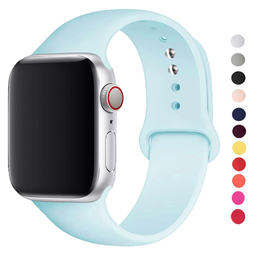 Фото Силиконовый ремешок для Apple Watch Band 45 мм Ultra 2 49 мм 44 мм 40 мм 41/38/42 мм спортивный браслет correa iwatch series 10 9 8 7 6 5 4 SE №1