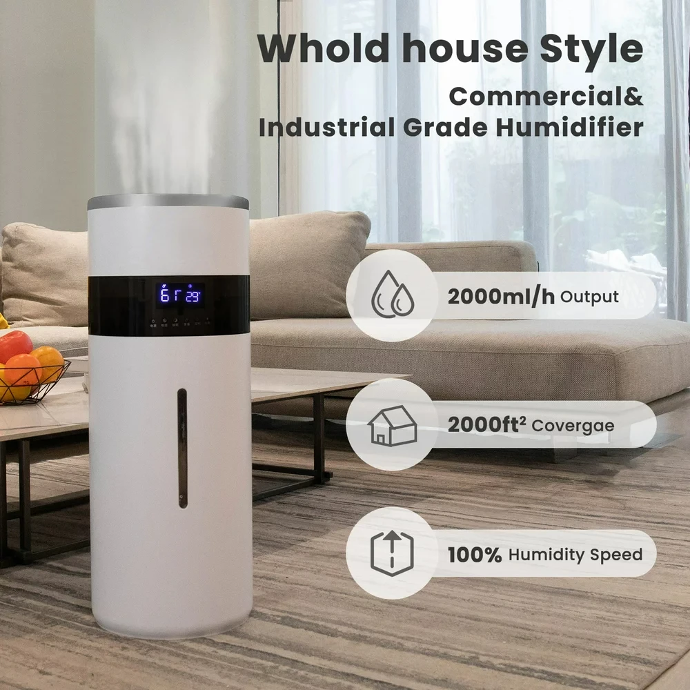 

for Large Room - 4.8Gal/18L Wholehouse Humidifier 2000 Sq.ft - Top Fill, Remote, Timer, 2000ml per Hour Mist Output