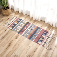 printed tassel foot mat nordic minimalist cotton linen carpet door mat bedroom bedside foot mat living room sofa foot mat