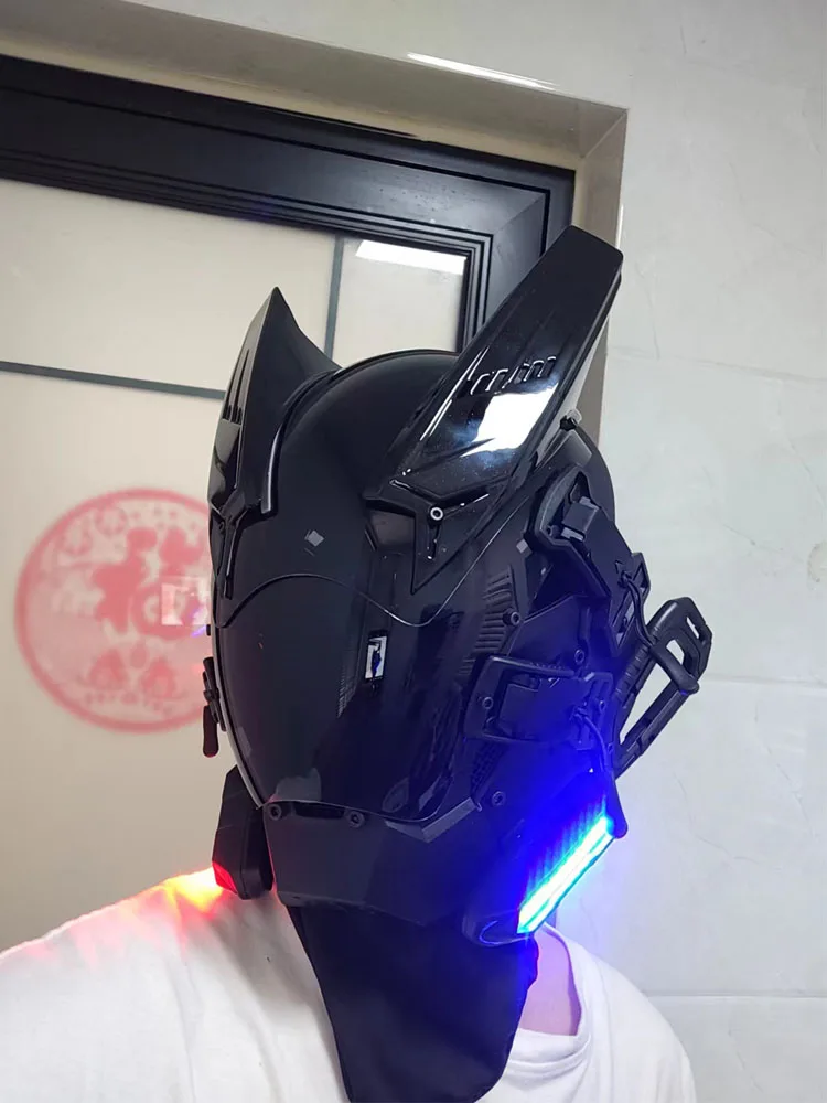 Киберпанк маска со светодиодом для косплея Хеллбой репрессивное опрокидывание