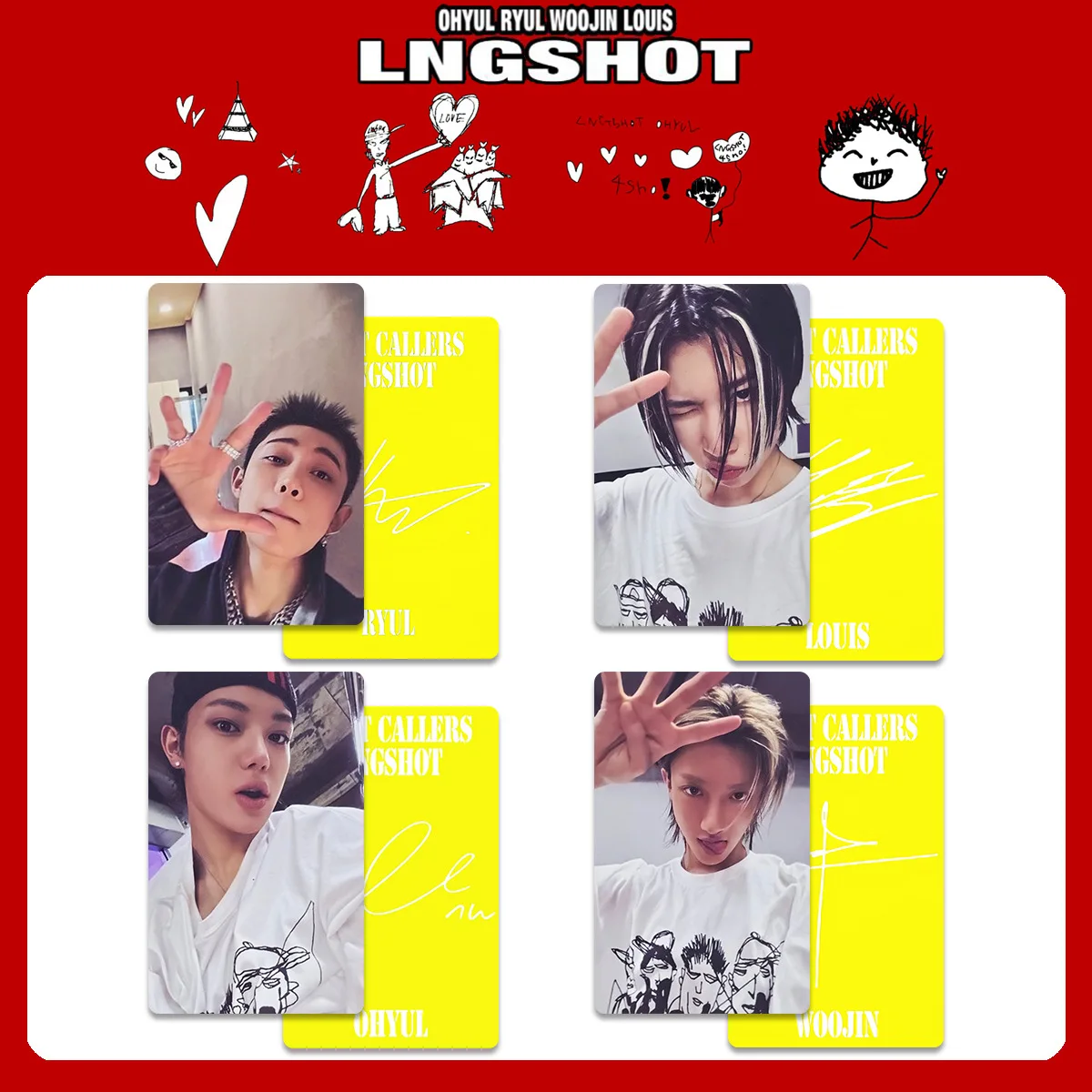 Фото 4 шт. LNGSHOT 1-й альбом SHOT CALLERS K4 Специальные карточки POP-UP Store WVS Открытки RYUL WOOJIN LOUIS OHYUL Фанатские карточки с ярким эффектом №3