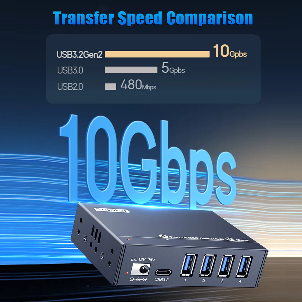 Фото A-4U32M1 4-портовый USB 3.0 хаб 10 Гбит/с для зарядки телефонов, портативные зарядные станции, USB-разветвитель №4