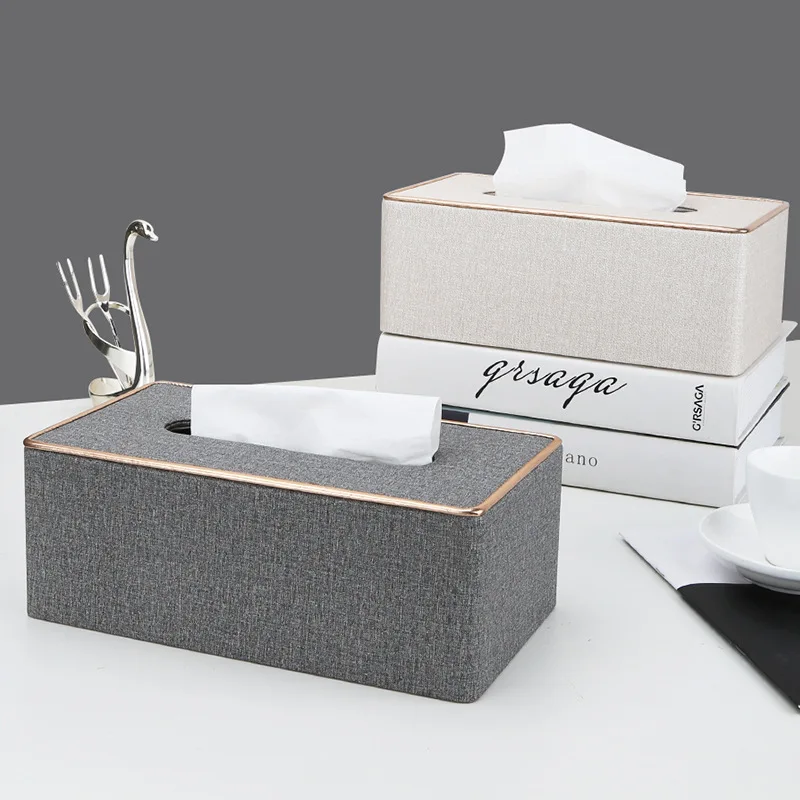 

Marble Golden Rim Tissue Box Desktop Washroom Towel Paper Holder Office Desk Tissue Protected Case Metal Color Edge Napkin Box