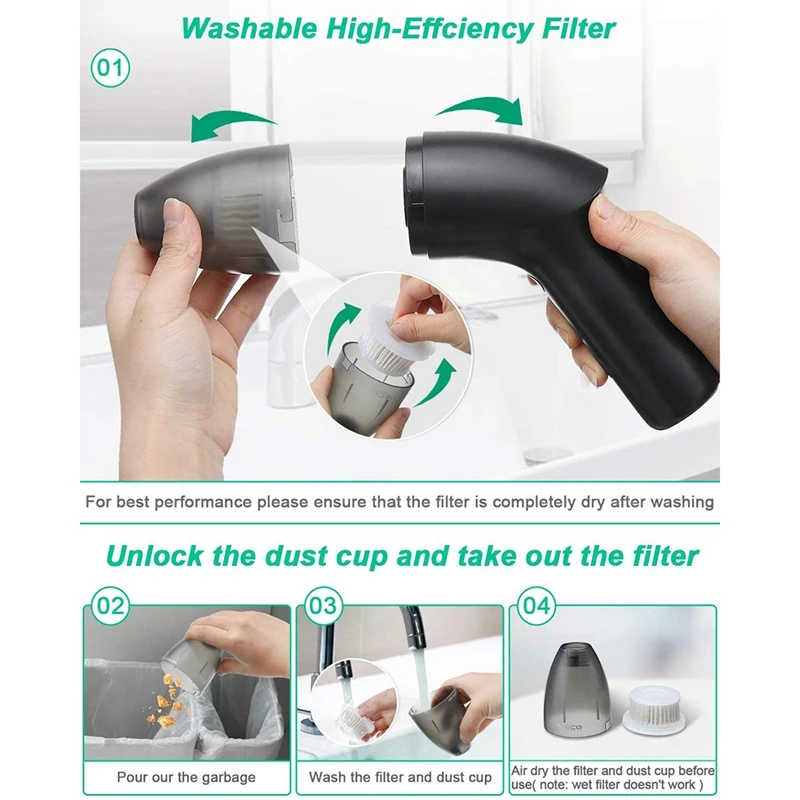 Ручной пылесос с автоматическим сжатием воздуха и камерой быстрой зарядки 2500 ма