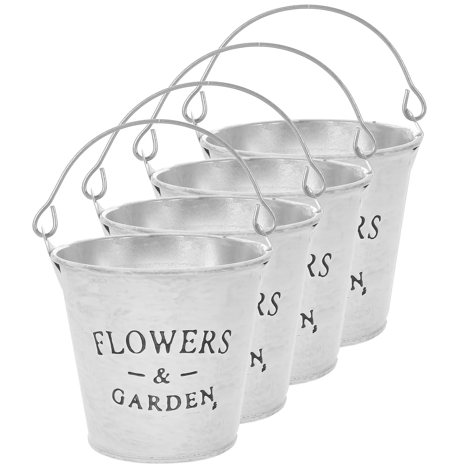 

4pcs With Handle Metal Garden Portable Vintage Flower Pot Home Decoration Flower Vase Flower Holder