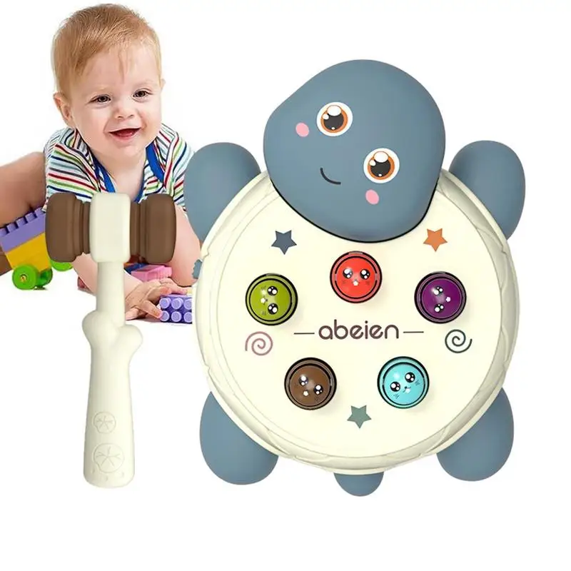 

Kids Hammer Toy Turtle Whack Mole Game 2 Modes Music And Light Up Early Learning Active Hammering Developmental Toy For Hand Eye