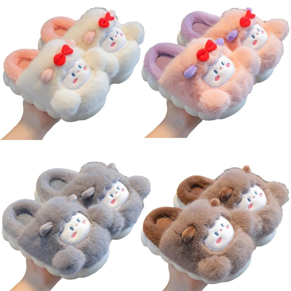 

Sanrios Anime Kawaii Cinnamoroll Children Cotton Slippers Winter Cartoon Soft Sole Home Furnishings Antiskid Parent-child Shoes