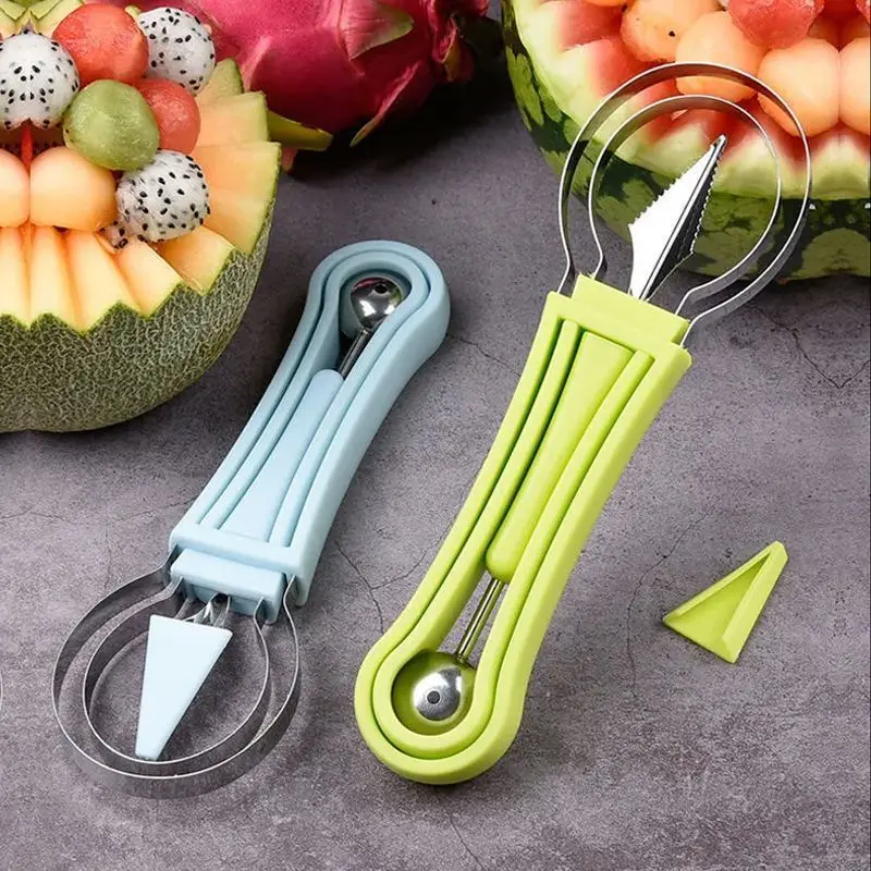 

3 in 1 Stainless Steel Fruit Carving Knife Three-Piece Set Fruit Platter Tool Ball Digger Set Watermelon Ball Digging Spoon