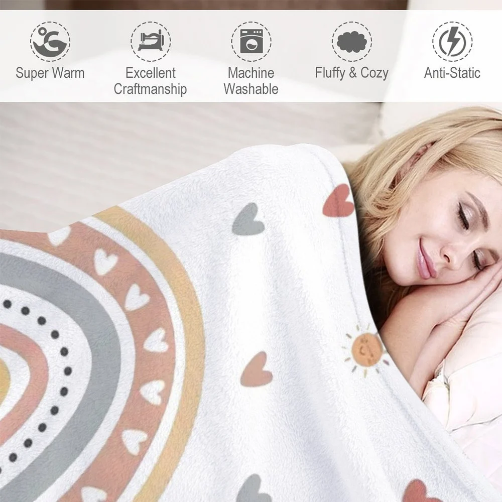 Одеяло в стиле бохо на заказ с радугой персонализированное одеяло и сердечком