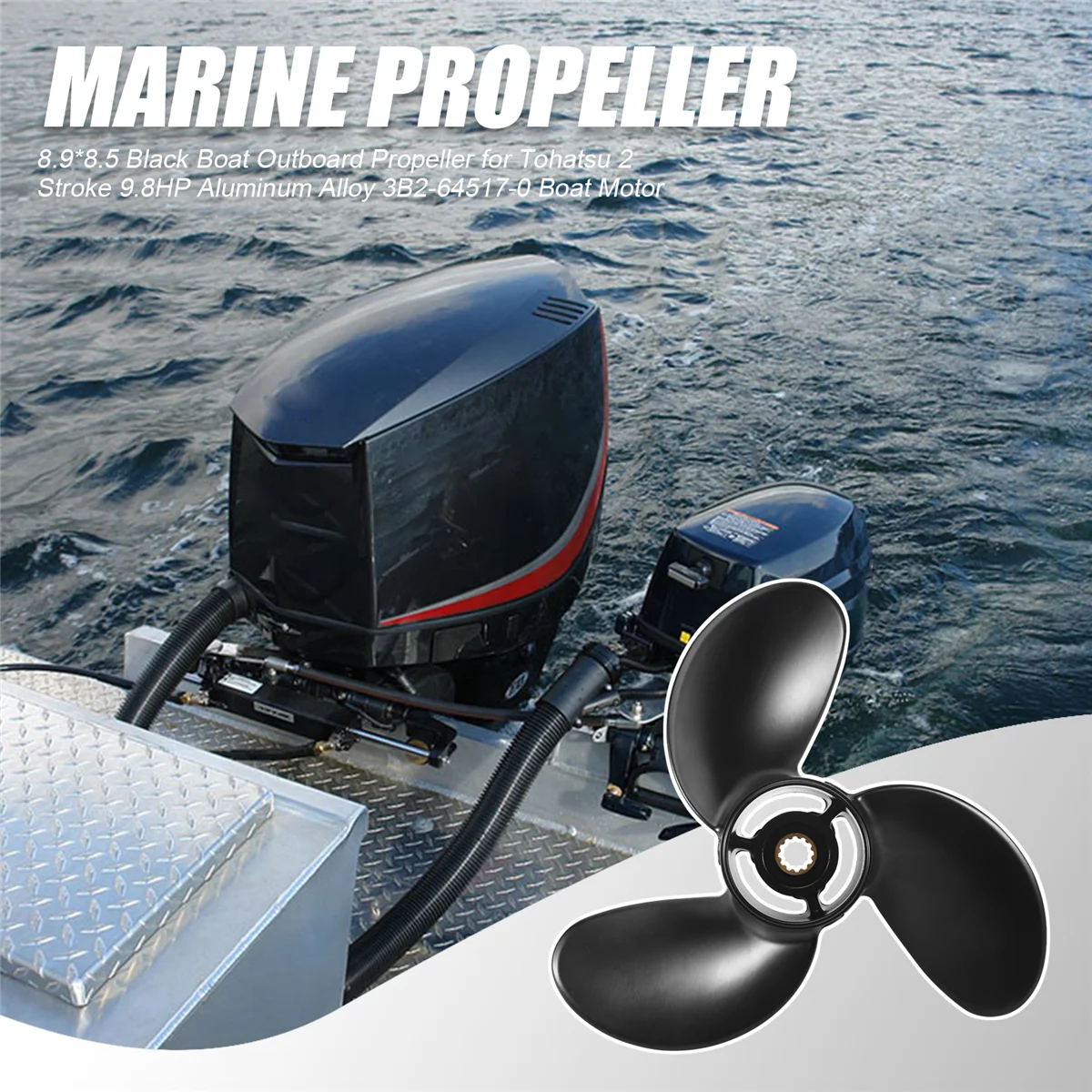 Черный лодочный подвесной пропеллер 8 9*8 5 для 2-тактного 9-дюймового лодки из