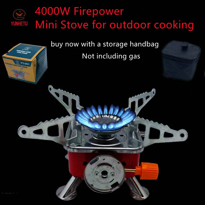 Portable Camping Stove Mini Furnace Outdoor Kitchen Barbecue Cooking Fire 4000W Strong Firepower Windproof Foldable Burner Owen