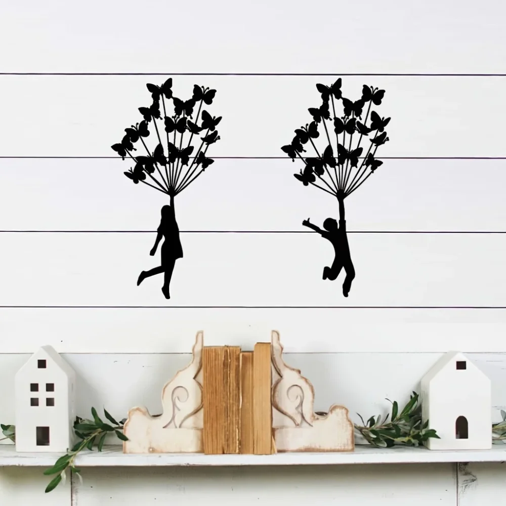 Черное Металлическое Украшение На Стену С Элегантностью Charismatic Butterfly Touch Для Дома