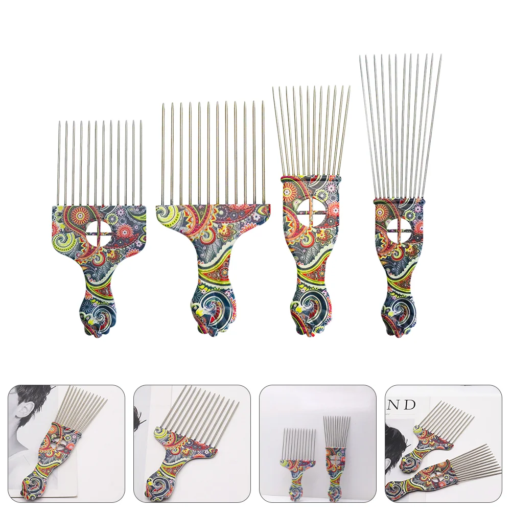 

Hair Pickspick Styling Comb Combs Afro Curly Hairdressing Women Men Fist Toollift Wide Needle Metal Smooth Steel Detangling