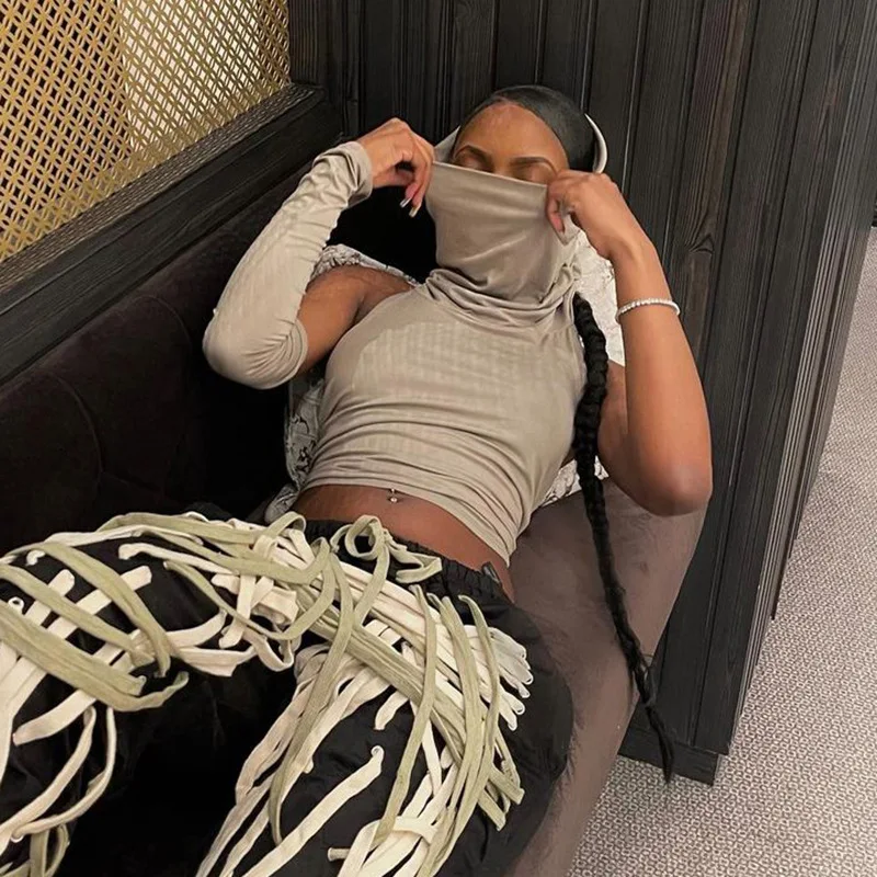 

Женская футболка с открытой спиной, однотонная Повседневная облегающая футболка с одним рукавом и капюшоном, лето 2023