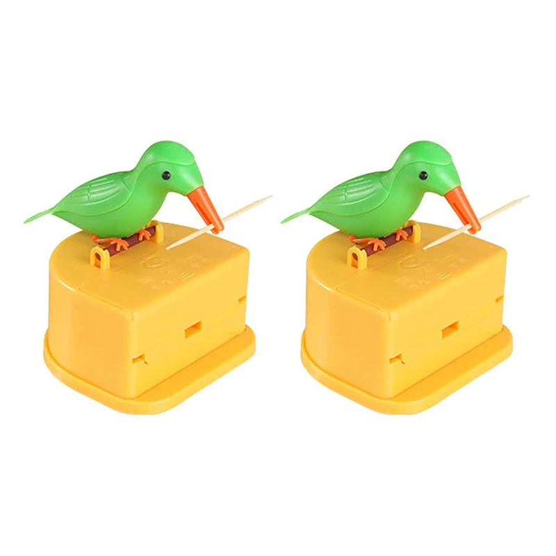 

2X Toothpick Dispenser Bird Automatic Bird Toothpick Box Toothpick Holder