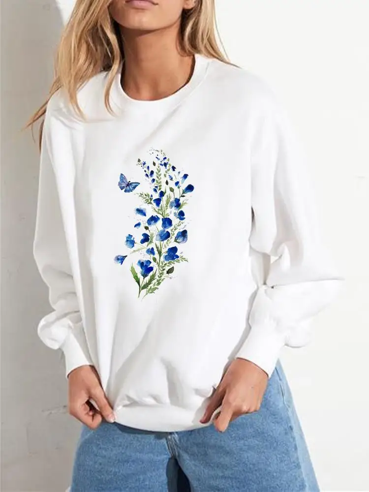 

Butterfly Plant Trend 90s Graphic Sweatshirts Clothing Clothes Autumn Spring Print Fashion Women Casual Wear Pullovers
