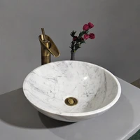 China Supplier Natural White Marble Stone Vanity Top Round Sink Bathroom Wash Basin
