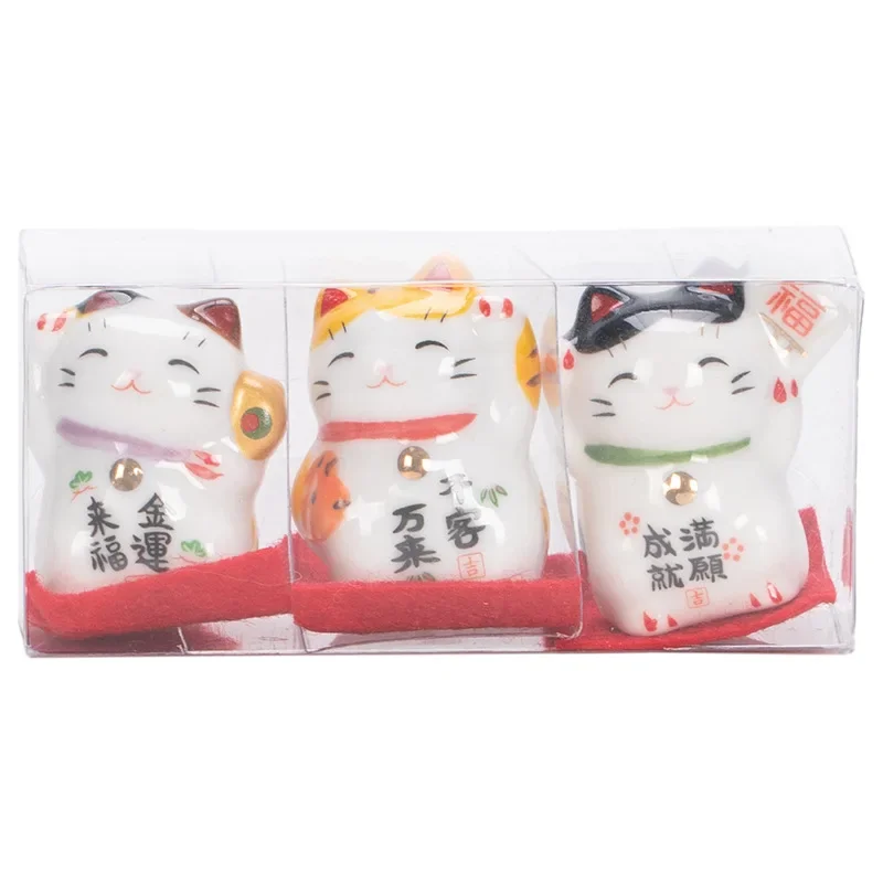 

Набор из 3 шт. мини керамических фигурок котиков Maneki Neko