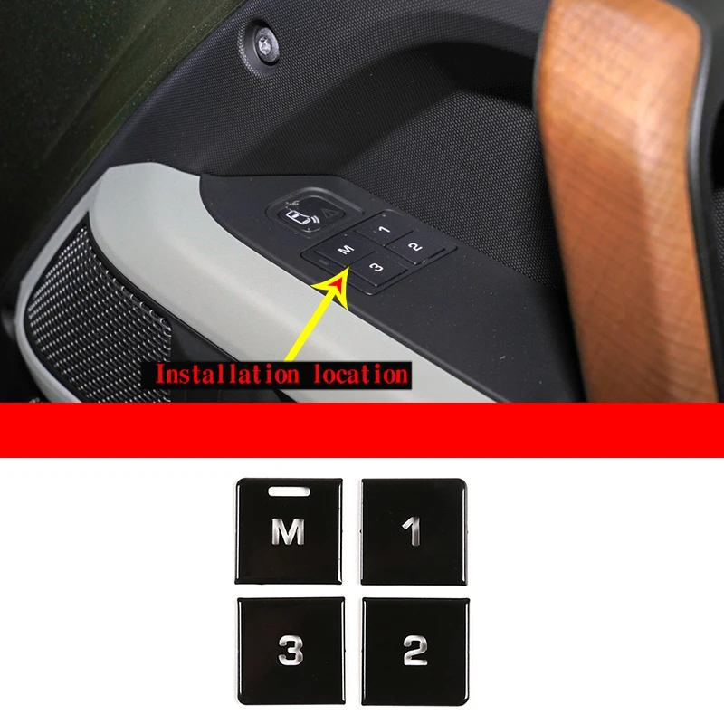 

Car Interior 4 Pcs Set ABS Bright Black For Land Rover Seat Memory Button M123 Sticker Car Modification Accessories