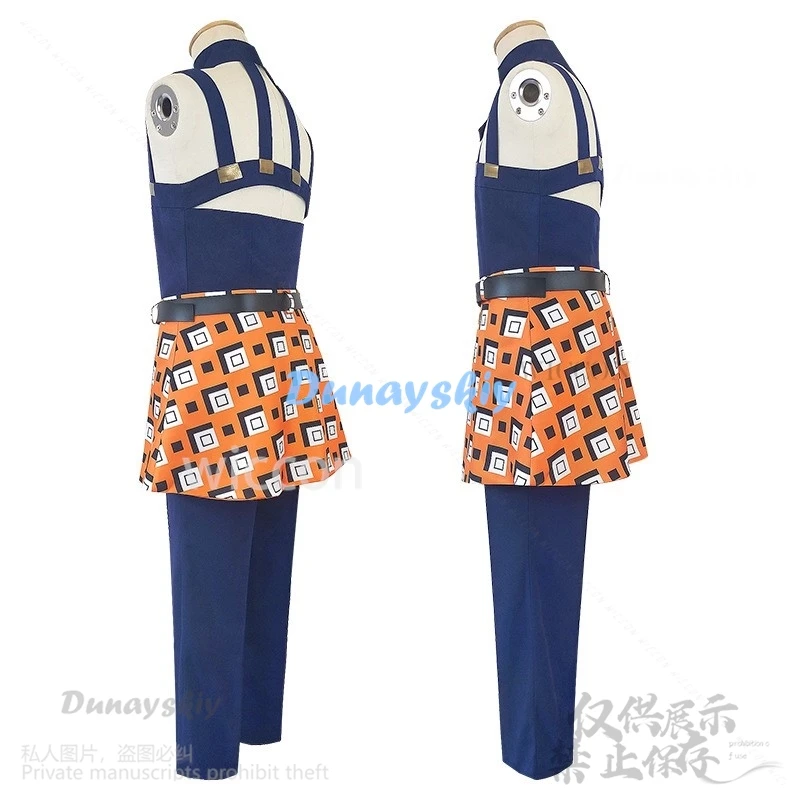 Аниме Jooj Adventuree Косплей Костюм Ghirga Narancia Топ Брюки Фартук Полный комплект Костюмы