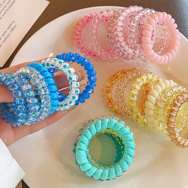 6Pcs/set Candy Color Hair Band Elastic Hair Accessories for Girls Hair Rope Frosted Spiral Cord Rubber Hair Tie Stretch Headwear 2