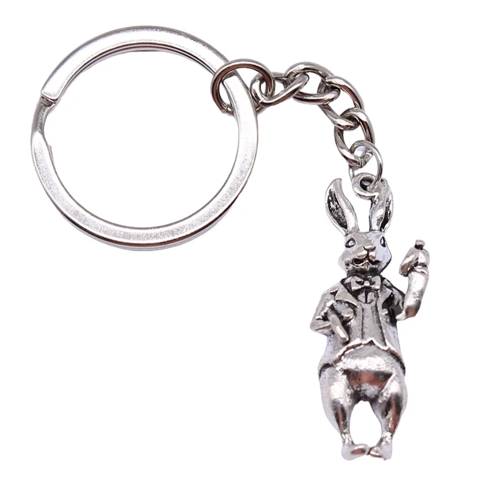 Dropshipping Souvenirs Gift Men Keychain 2 Colors 36x15mm 3D Rabbit Pendant Keyring | Key Chains