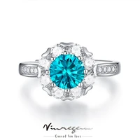 vinregem real 925 sterling silver 3ex 1ct fancy vivid light blue moissanite wedding engagement ring for women gift drop shipping